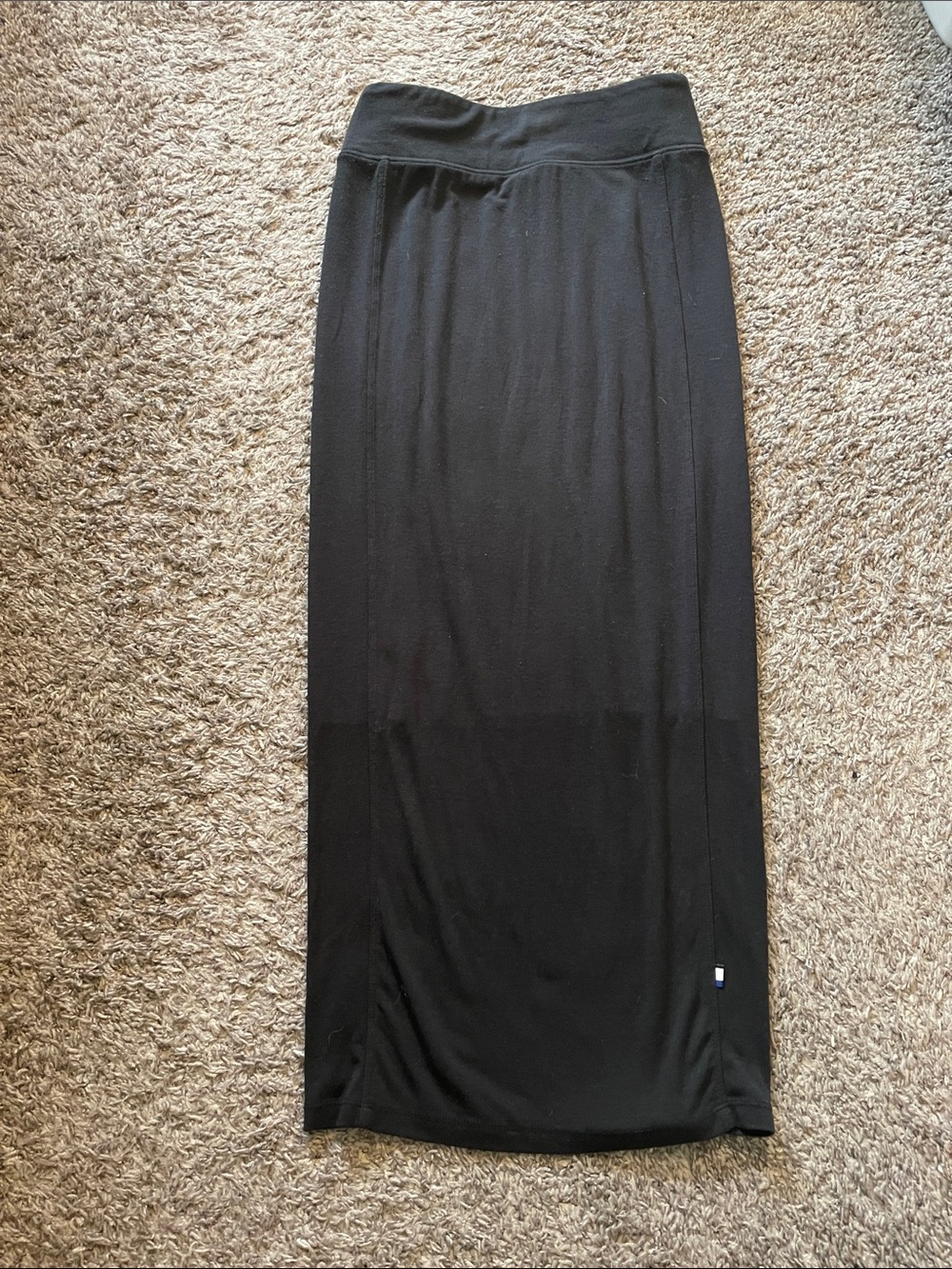 Kit and Ace Black Midi Skirt with Elastic Waistband